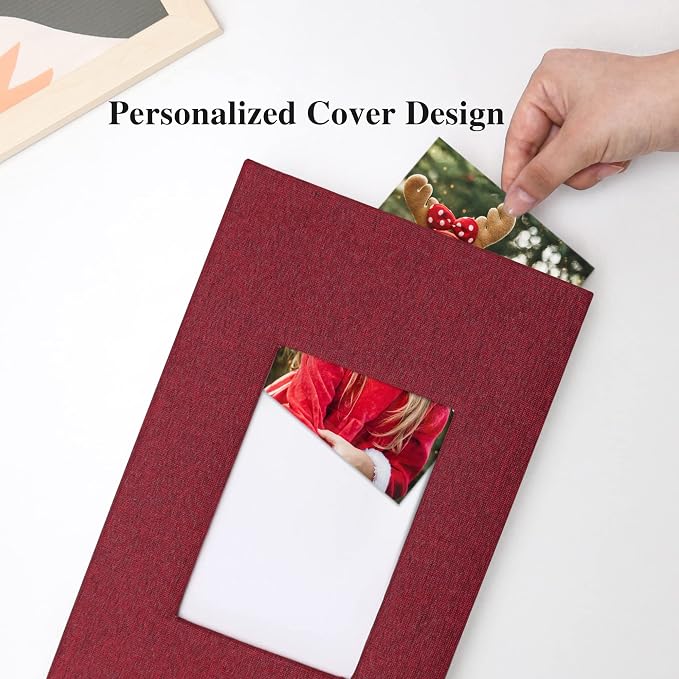 Vienrose 4x6 Photo Album,300 Pockets,Linen Cover with Window,Red | Linen Hardcover, Slip In Photo Book, Family Memory Album, Travel Keepsake - Image 3