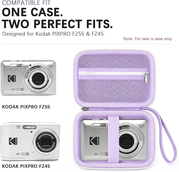 Camera Carrying Case for KODAK PIXPRO FZ55/ FZ45 Digital Camera | Camera Storage Case. Hard Protective Bag With Mesh Pocket Fits Batteries Cable Memory Card Card Reader, Purple - Image 2