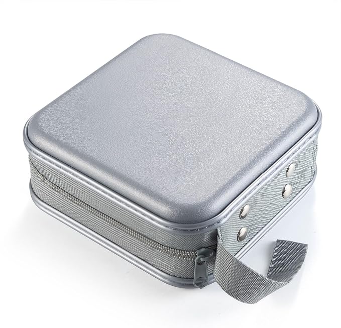 LIOVODE DVD Case, 48 Capacity Hard Plastic CD Case Holder for Car | DVD Storage, Hand Strap, Zipper Closure, Scratch-Resistant Sleeves, CD Storage for Music Blu-Ray Game Disc for Travel Office - Image 5