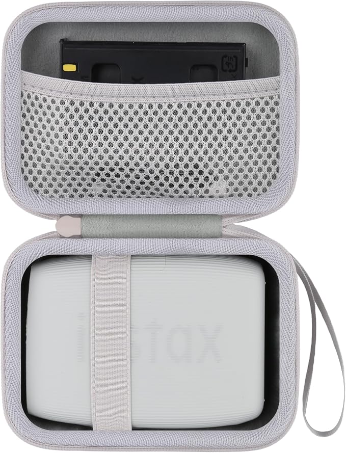 Hard Travel Case for Fujifilm Instax Mini Link+ & Link 3/2 Printer | Shockproof, With Handle, Hard Shell Exterior, Storage Compartment, Portable Carrying Box, Clay White Case by Flaxune