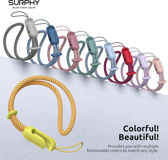 SURPHY 2 Pack Phone Lanyard, Phone Wrist Strap for Case, Camera Wrist Strap | Ultra-Light 2-Color Braided Phone Strap, Cellphone Charm Strap, Anti-Lost Wrist Lanyard for Women and Men, Yellow Gray - Image 7