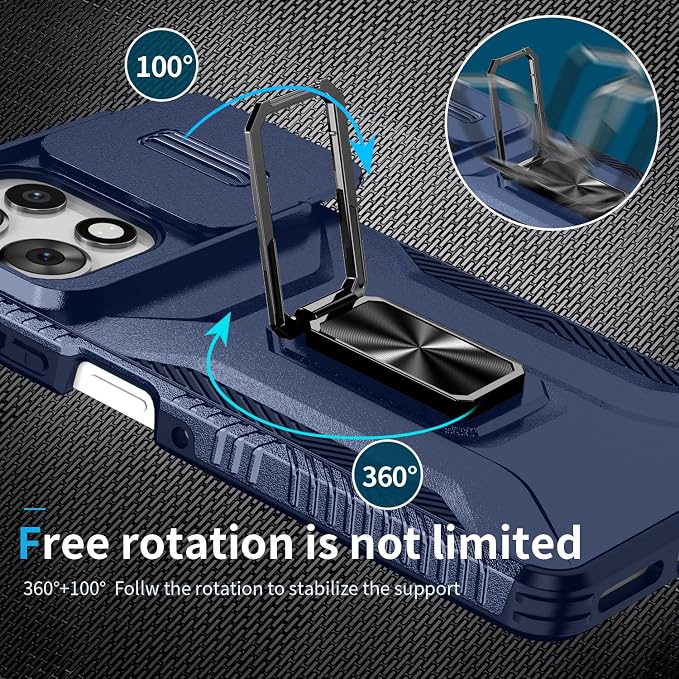 for Moto G Play 5G 2025 Case with Sliding Camera Lens Cover,HD Screen Protector,360° Rotating Ring Kickstand,AYMECL Military-Grade Shockproof Protective Cover for Motorola G Power 2025,Blue - Image 5