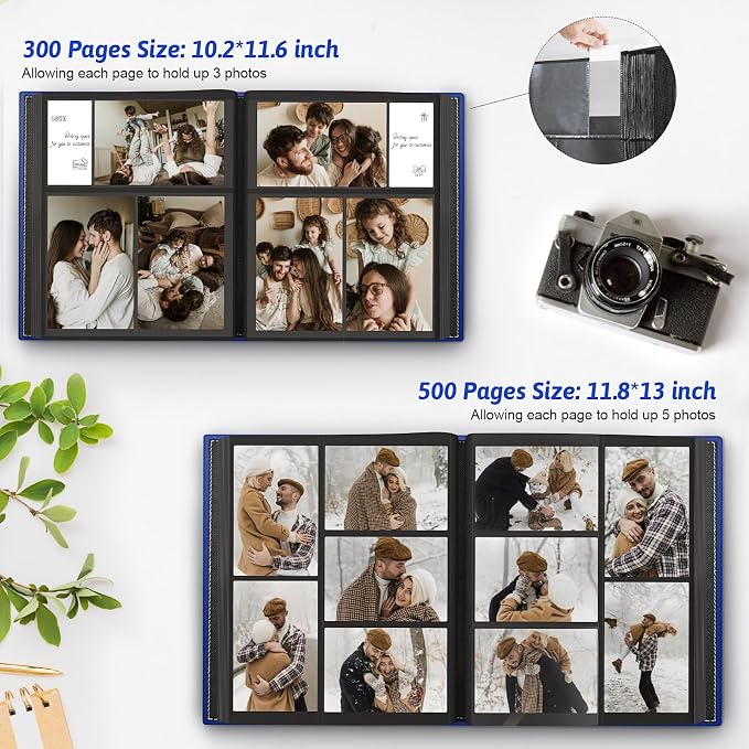 Popotop 4x6 Photo Album Holds 500 Pictures, Vegan Leather Hardcover | 500-Photos Capacity, Clear Slip-In Pockets, Large Collection Format, Front Photo Window, Gifts for Family Wedding Baby - Image 5