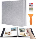 Photo Album Scrapbook – Holds 4x6, 5x7 & 8x10 Pictures – Self-Adhesive Pages for Baby, Wedding, Travel & Family Memories | Includes Metallic Pen & Scraper/Light Grey Large DIY Memory Book for Gifts by HoneyTolly