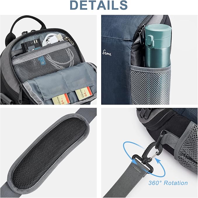 S-ZONE Camera Bag DSLR/SLR Waterproof Camera Case for Photographers Holster Compatible with Nikon Canon Sony | Strong Buckle,Rain Cover,Compatible with Nikon Canon Sony - Image 6