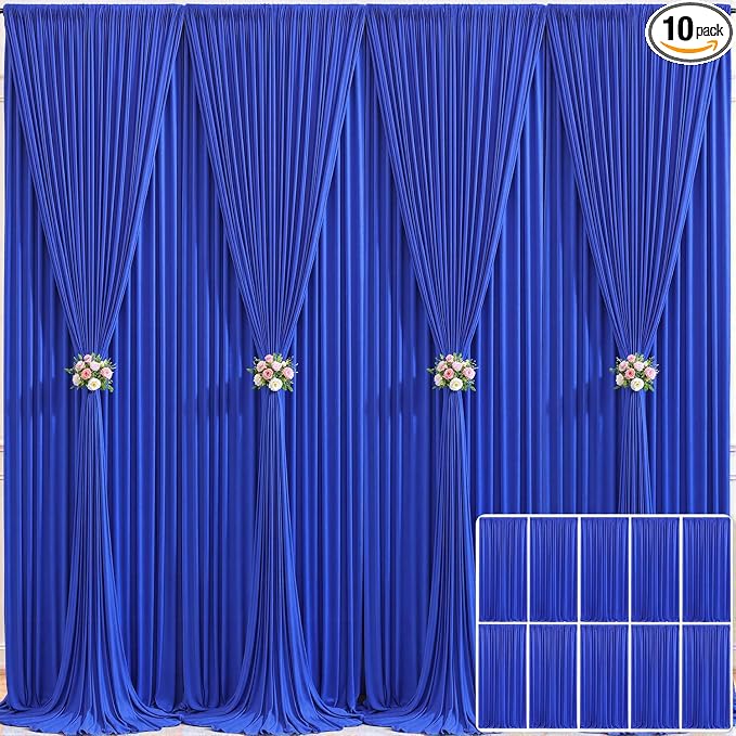10 Panels Royal Blue Backdrop Curtain for Wedding Parties Wrinkle Free Blue Photo Curtains Backdrop Drapes Fabric Decoration for Birthday Party Baby Shower 50ft(W) x 10ft(H) by Tao-GePartyDecorations