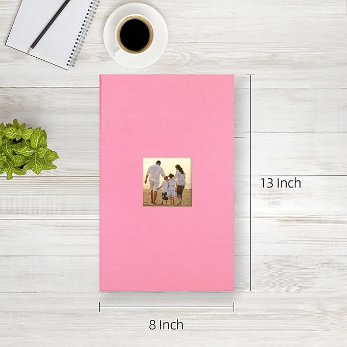 potricher Photo Album 4x6 Pictures, 300 Pockets, Linen Cover, Pink | Linen Cover, Front Window, Large Capacity 4x6 Picture Albums, Photo Book for Family, Wedding, Anniversary, Baby, Keepsake - Image 2