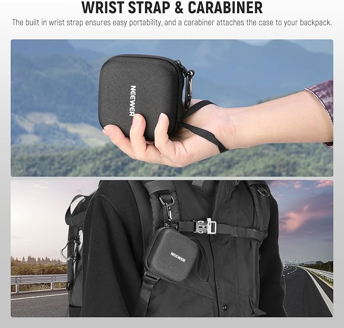 Neewer Storage Bag for 9 x 9 cm Filter, Shockproof Dustproof Waterproof Carrying Bag with Expandable Dividers, Wrist Strap and Carabiner for 3 Circular Filters 62 mm, PB11 - Image 5