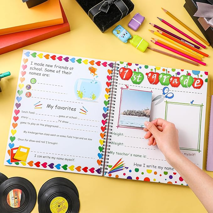 Motipuns School Memory Book Photo Album for Kids, Rainbow | School Years Keepsake Book Album Scrapbook from Preschool Through 12th Grade with 14 Pocket for Storage Portfolio Pictures - Image 3