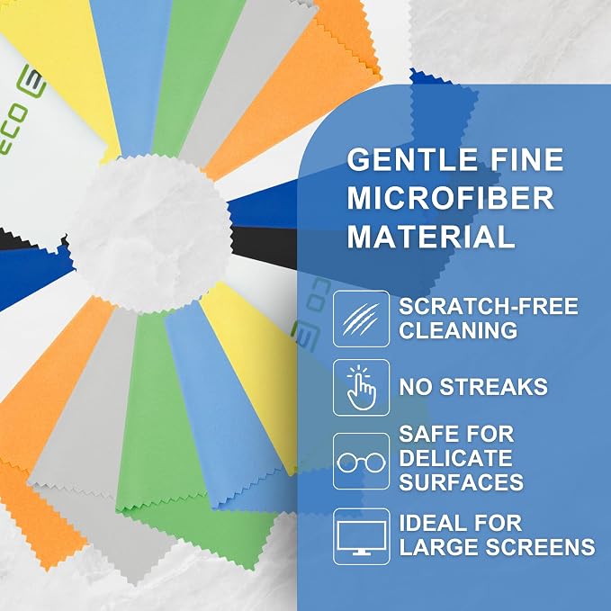 Eco-Fused Microfiber Cleaning Cloth - 5.5x3'' Microfiber Cloth - Pack of 18 Lens Cleaning Wipes - Cleaning Cloth for Glasses, Eyeglasses, Camera Lens & Phones - Image 2
