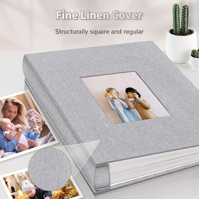 Artfeel Photo Album 4x6 with 600 Pockets,Slip-in Picture Albums,Linen Cover Memory Book with Front Window,White Page Vertical Photo Book for Wedding,Family,Anniversare,Baby,Vacation - Image 6