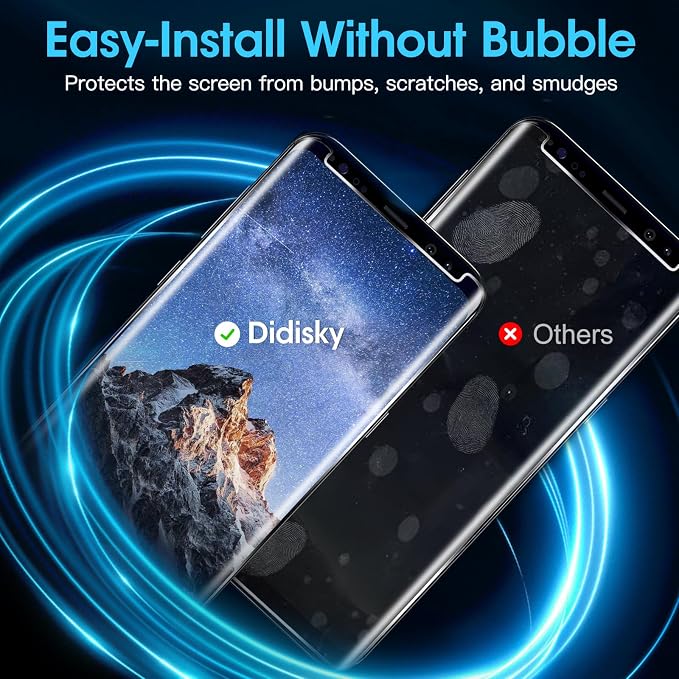 Didisky 2 Pack Privacy Screen Protector for Samsung Galaxy S8 Plus, S8+ Tempered Glass, 3D Curved Full Coverage, Anti-Spy, Anti Scratch, Bubble Free, Easy to Install,9H Hardness, - Image 5