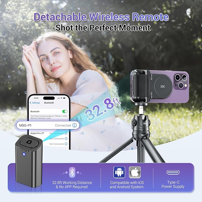 JJC Magnetic Phone Camera Grip Handle with Remote for MagSafe iPhone, White | Camera Handle Bluetooth Bracket for iPhone Air 17 16 15 14 13 12 Pro Max MagSafe Case, Ideal for Photography/Video/Vlogging - Image 6