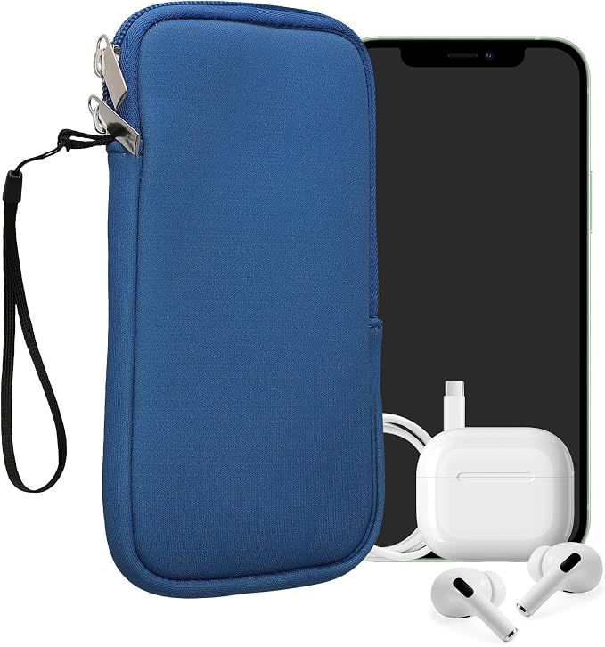 kwmobile Universal Phone Pouch Size XXL - 7" - Neoprene Smartphone Pouch with Zip - Water-Repellent Mobile Phone Case - Sleeve in Baltic Blue by kwmobile