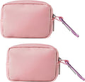 2-Piece Mini Pouch with Carabiner Clip, Unisex Small Organizer Case for Electronics, Makeup, and Accessories (Pink) by TUBGIIKS