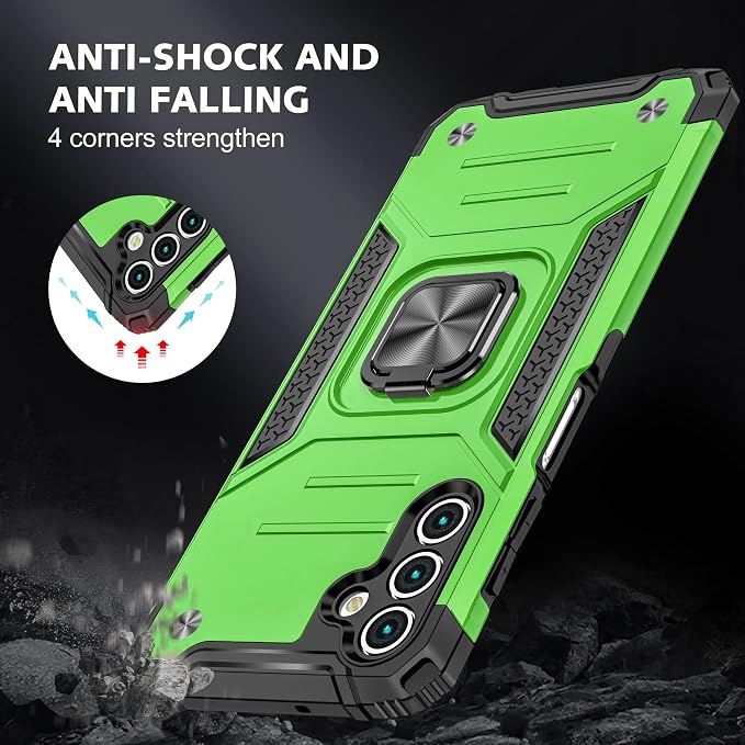 HNHYGETE for Galaxy A13 5G Phone Case with Screen Protector, 360°Military Grade Rotatable Kickstand [Heavy Duty] Protective Cases for Samsung Galaxy A13 5G (Green) - Image 2