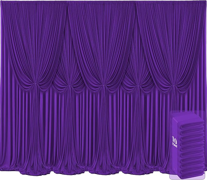 10 Panels Purple Backdrop Curtains for Wedding Party Wrinkle Free Backdrops Curtain Drapes Fabric Decorations Photo Back Drop Cloth for Baby Shower Photography Stage Reception 50ft(W) x 12ft(H) by Tao-GePartyDecorations