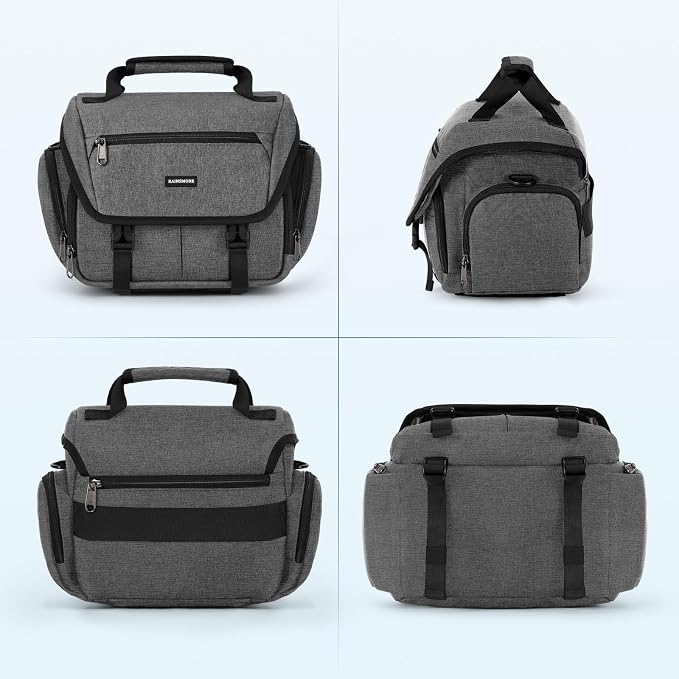 RAINSMORE Camera Bag, DSLR/SLR/Mirrorless Camera Sling Bag for Photographers Waterproof Small Camera Case with Tripod Holder & Rain Cover Camera Crossbody Bag for Canon/Nikon/Sony/Fuji, Grey - Image 8