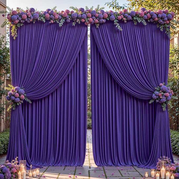 8ftx10ft Wrinkle Free Purple Backdrop Curtain - 10 Feet Photography Backdrop Drapes, Silky Polyester Back Drop Cloth for Wedding Baby Shower Balloon Arch Background - Image 8