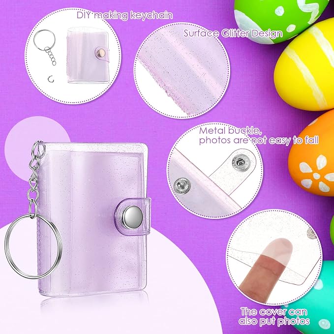Bonuci 6 Pcs Mini Photo Album Keychains, Elegant | Album Keyring for Pictures, 2 Inch Pocket Size for Valentine Wedding Gifts, Small Storage with Snap Button, Portable - Image 3