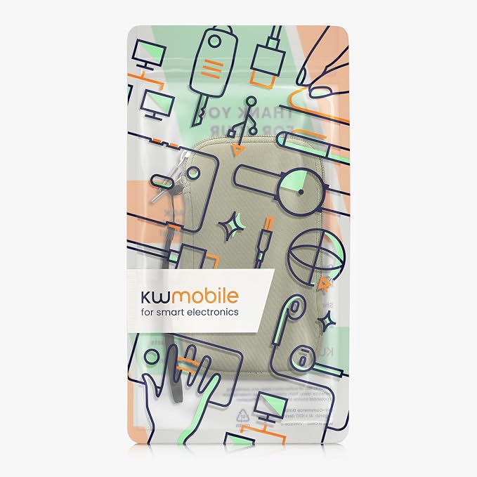 kwmobile Universal Phone Pouch Size L - 6.5" - Neoprene Smartphone Pouch with Zip - Water-Repellent Mobile Phone Case - Sleeve in Gray Green - Image 7