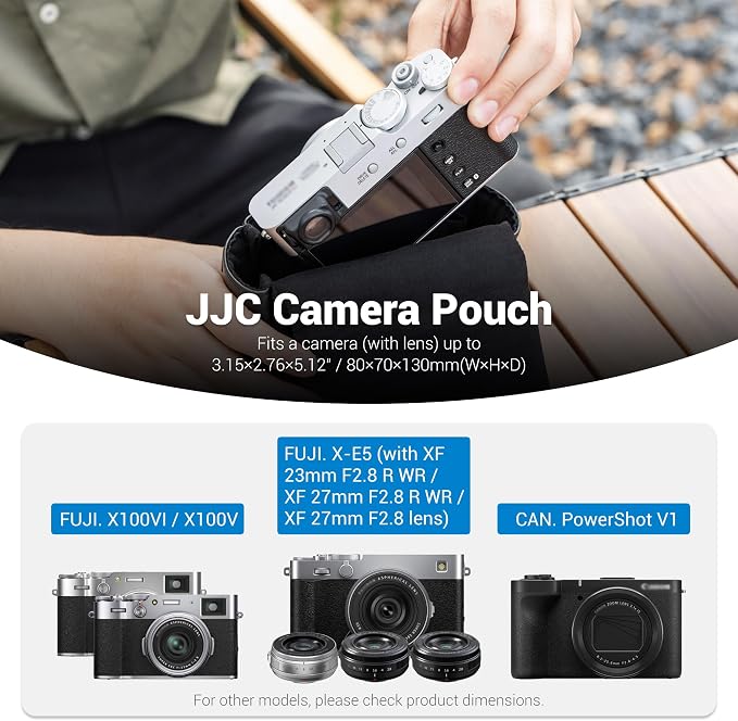 KIWIFOTOS PU Leather Camera Case for Fuji X100VI X100F PowerShot V1 | without strap, Fits for X100VI/X-E5+23/27mm lens & PowerShot V1. Soft magnetic flap, rear zipper pocket - Image 6