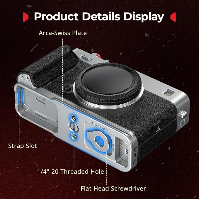 SmallRig L-Shape Grip Handgrip for Fujifilm X-E5 with Shutter Button | Built-in Quick Release Plate for Arca, 1/4"-20 Threaded Holes, Lightweight Ergonomic Grip - Image 7
