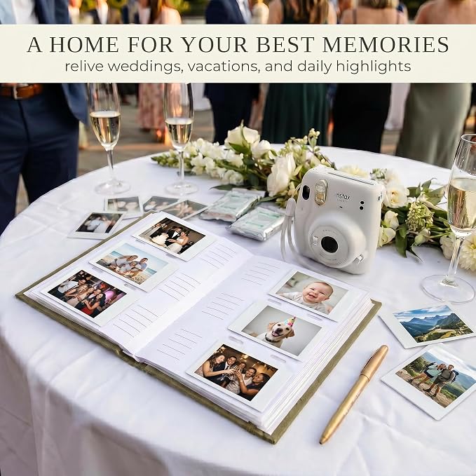 Beautiful Polaroid Photo Album for Instax Mini - Velvet Cover, 60 Pages | Holds Your Polaroid Pictures - Ideal Wedding Guest Book and Keepsake with Secure Elastic Band to Preserve Precious Memories - Image 8