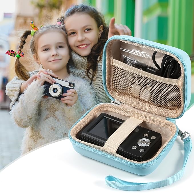 Digital Camera Case for AbergBest 21 Mega Pixels 2.7" LCD Rechargeable HD/Kodak Pixpro/Canon PowerShot ELPH 180/190/Sony DSCW800/DSCW830 Cameras, Travel Carrying Protective Case for Camera- Lightblue - Image 2