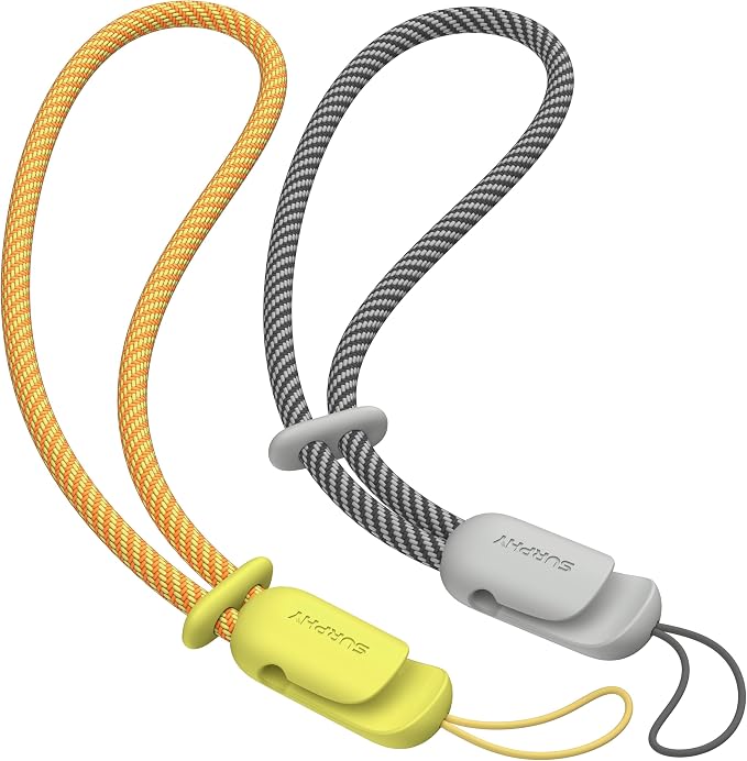 SURPHY 2 Pack Phone Lanyard, Phone Wrist Strap for Case, Camera Wrist Strap | Ultra-Light 2-Color Braided Phone Strap, Cellphone Charm Strap, Anti-Lost Wrist Lanyard for Women and Men, Yellow Gray by SURPHY