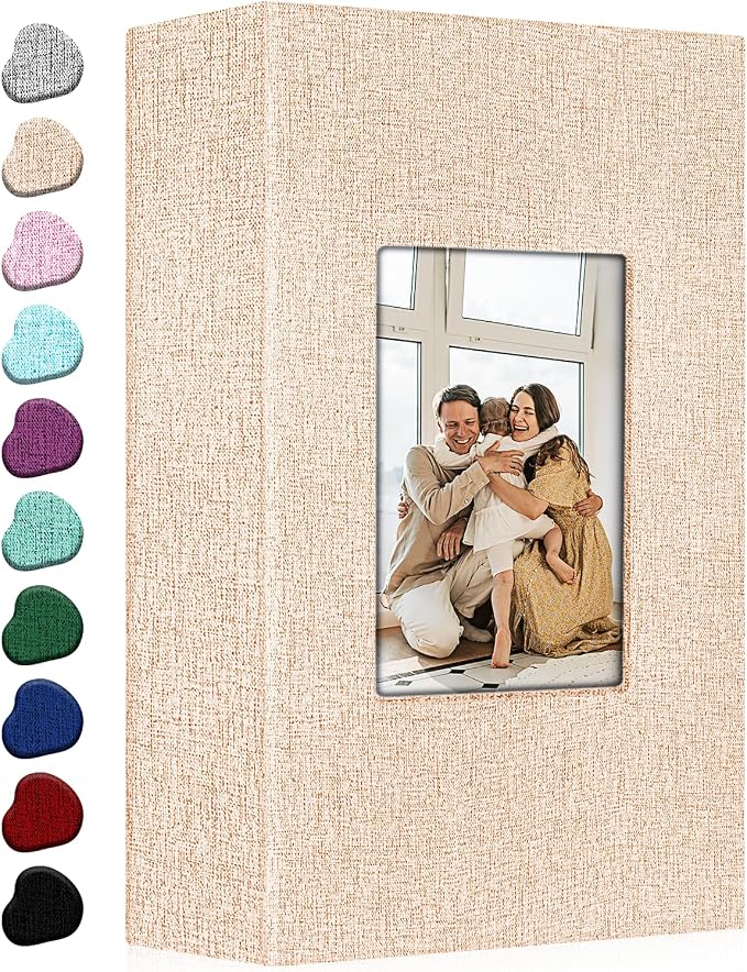 Ejblfe Photo Album 4x6,Linen Cover Slide-in Photo Album Book Can Holds 300 4x6 Photos with 50 Black Sheets for Family,Wedding,Baby and Holiday Pictures (Beige) by EJBLFEPremiumPhotoAlbums