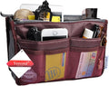 Vercord Purse Organizer Insert for Handbags Bag Organizers Inside Tote Pocketbook Women Nurse Nylon 13 Pockets Burgundy Large by Vercord