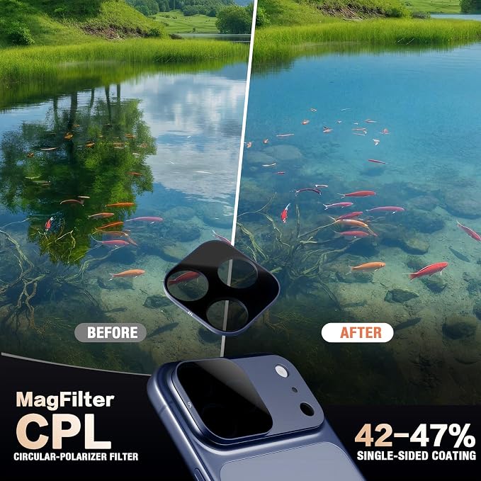 MagFilter CPL Phone Camera Lens Filter Kit for iPhone 17 Pro, 2-in-1 CPL Circular Polarizer, Enhances Color Saturation & Reduces Reflections for Vibrant Photography (17 Pro, CPL Blue) - Image 2