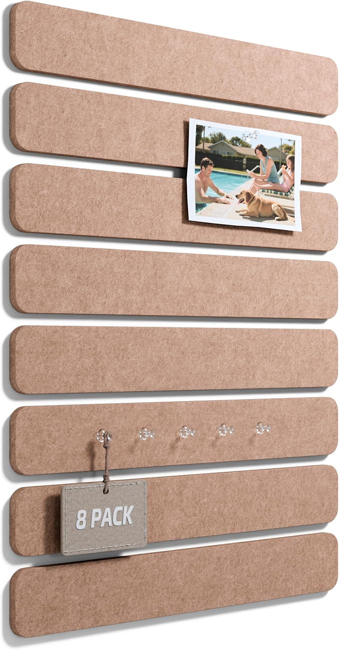 Fluxynara 13" x 2" Felt Wall Panels, Terracotta | 8-Pack Includes 50 Push Pins and Adhesive Tabs for Photos, Notes and Decor in Bedroom Doors, Home Office or Studios by FLUXYNARA