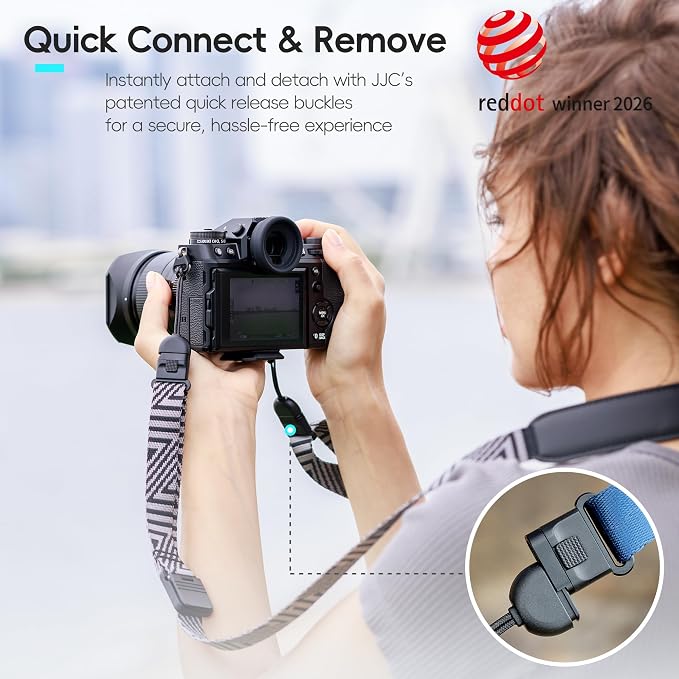 Mirrorless Camera Neck Strap with Quick Release Buckles, Adjustable Shoulder Sling Strap for Sony A7C II A7 IV III A7R V IV ZV1 ZV-E10 Canon EOS R100 R50 M50 M6 Nikon Z30 Z50 Z6 Z7 II & More (Black) - Image 3