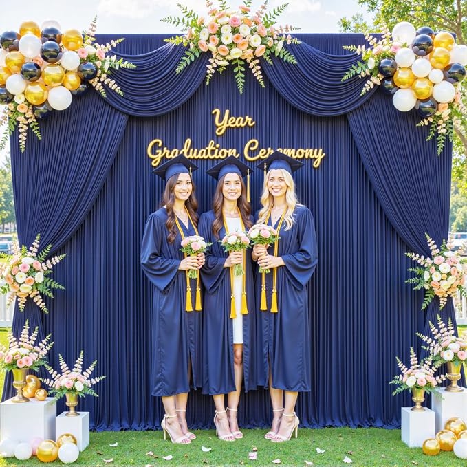 Navy Blue Backdrop Curtain for Parties Wrinkle Free Photo Curtains Backdrop Drapes Fabric Decoration for Wedding Birthday Party Baby Shower 5ft x 7ft,2 Panels - Image 4