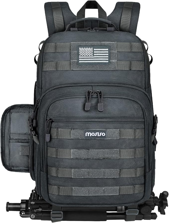 MOSISO Camera Backpack, DSLR/SLR/Mirrorless Tactical Camera Bag Case | Photography Bag with Laptop Compartment Compatible with Canon/Nikon/Sony, Gray by MOSISO