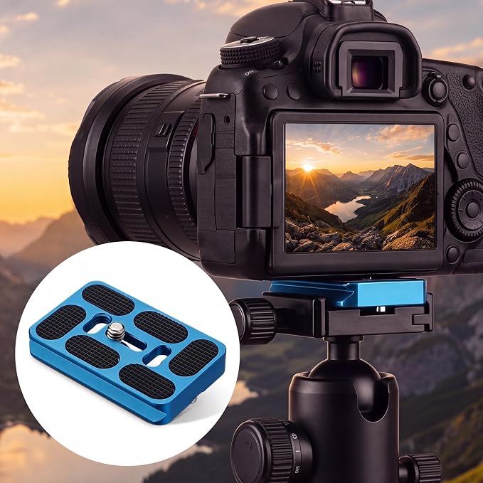 Frienda Quick Release Plate Tripod 1/4-20 DSLR,Pu60,Black and Blue | Tripod Mount Plate, Camera Tripod Mount for DSLR Camera Tripod Ball Head , Metal, 1.9 x 1.5 x 0.4 Inch - Image 6