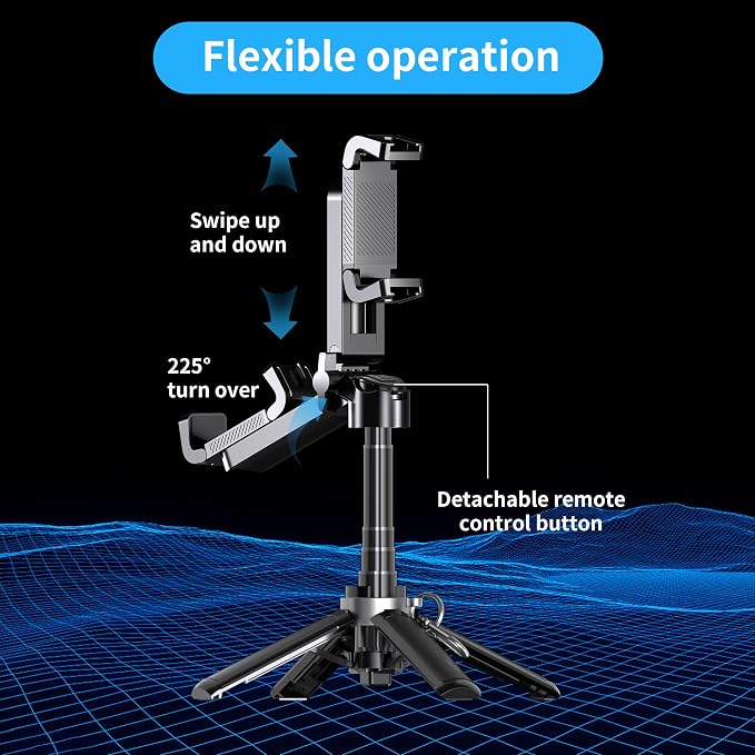 Mini Selfie Stick Tripod Stand for iPhone ，6-Section Adjustable Height Extension (12-42cm)，10 Meter Remote One Click Control ，Suitable for Travel/Live Streaming/Outdoor Multiple Scenes - Image 3