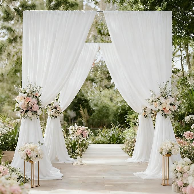 10x7FT White Backdrop Curtains for Parties, 5x7FT 2 Panels | Wrinkle Resistant Fabric Drapes for Photography Birthday Wedding Background Decorations Easy Hang Multipurpose Use - Image 4