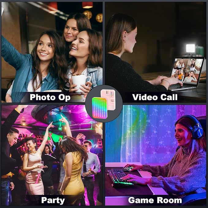 108 RGB Video Light, 2200mAh Camera Light with 3CCT/ 360° Full Color/20 Lighting Effects, 2500-6500K LED Selfie Light for iPhone-CRI 97+, Portable Phone Light for Party, Photography, Streaming (Pink) - Image 6