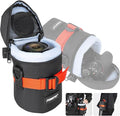 FOMITO Camera Lens Case Pouch Bag for Canon EF-S 17-55mm/17-85mm,EF 35mm f2, Nikon AF-S 18-200mm/18-105mm/18-300mm, Fujifilm XF 56mm f1.2 R & More Lens Below 3.94" x 6.1"(D x L) - Black M size by FOMITO