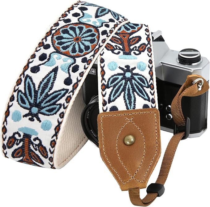 Padwa Lifestyle 2" Wide Classic Crazy Horse Art Cowhide Head Cotton Camera Straps for Photographers by PadwaLifestyleCameraStrap