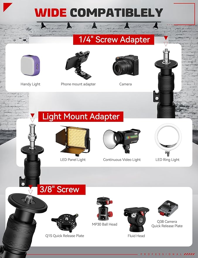 IFOOTAGE RB-A400 Round Base Light Stand Monopod 79" Tripod | Monopod for Cameras Lights Webcam, Live Streaming Vlogging, Stable Round Base Stand with 22LBS Payload - Image 6