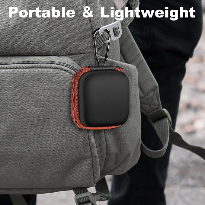 Square Earbud Case Portable EVA Carrying Case Storage Bag Cell Phone Accessories Organizer with Carabiner for Earphone, Earbud, Earpieces, SD Memory Card, Camera Chips, Tech Pouch, Orange1 - Image 8