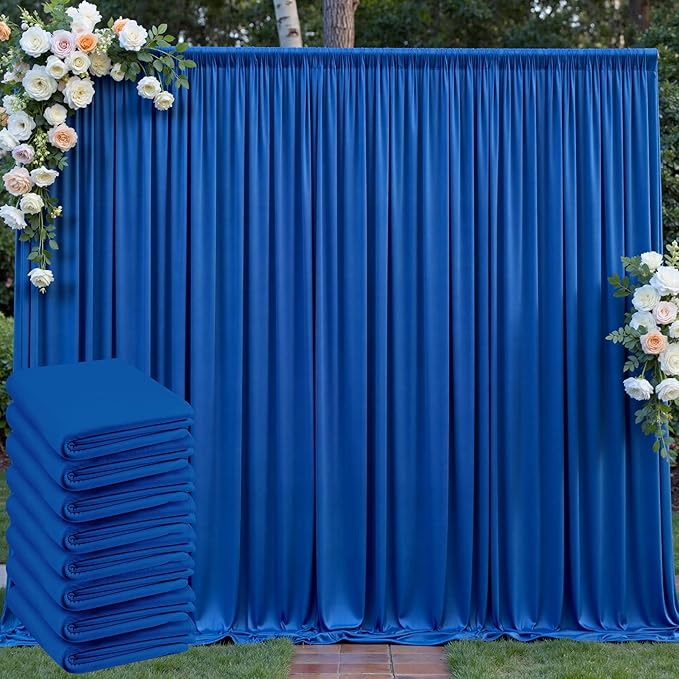 40ft x 10ft Wrinkle Free Royal Blue Backdrop Curtain for Party, Polyester Royal Blue Photo Backdrop Drapes 8 Panels 5x10ft for Birthday Photography Background Weddings Baby Shower Party by Outpain