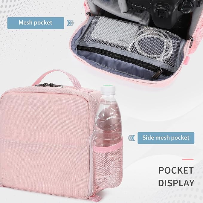 BAIGIO Camera Bag Insert Handbag Inner Case Large Capacity Small Camera Insert Bag Shockproof and Water-resistant DSLR SLR Foldable Protective Camera Organizer Cube Padded Camera Bag Pink - Image 6