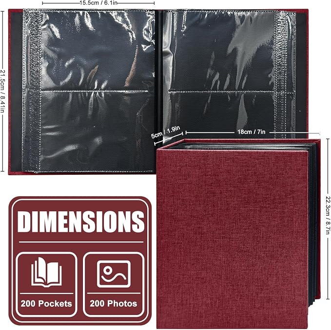 Photo Album 4x6 200 Pockets for Wedding Gifts,Linen Hardcover Picture Albums for Family Anniversary Baby Vacation Pictures - Image 2