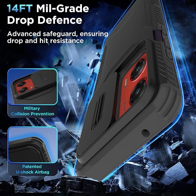 for Motorola G Stylus 5G 2024 Case with 1 HD Screen Protector & Slide Camera Cover [Military-Grade] Phone Case Heavy Duty Rugged Shockproof Protective Cover for Moto G Stylus 5G 2024(Black) - Image 3