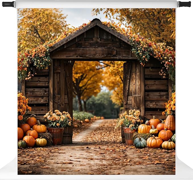Kate Fall Backdrop Pumpkin Autumn Photography Backdrops Vintage Farmhouse Maple Scene Harvest Photo Background, 10x10ft by KateBackdropforPhotography